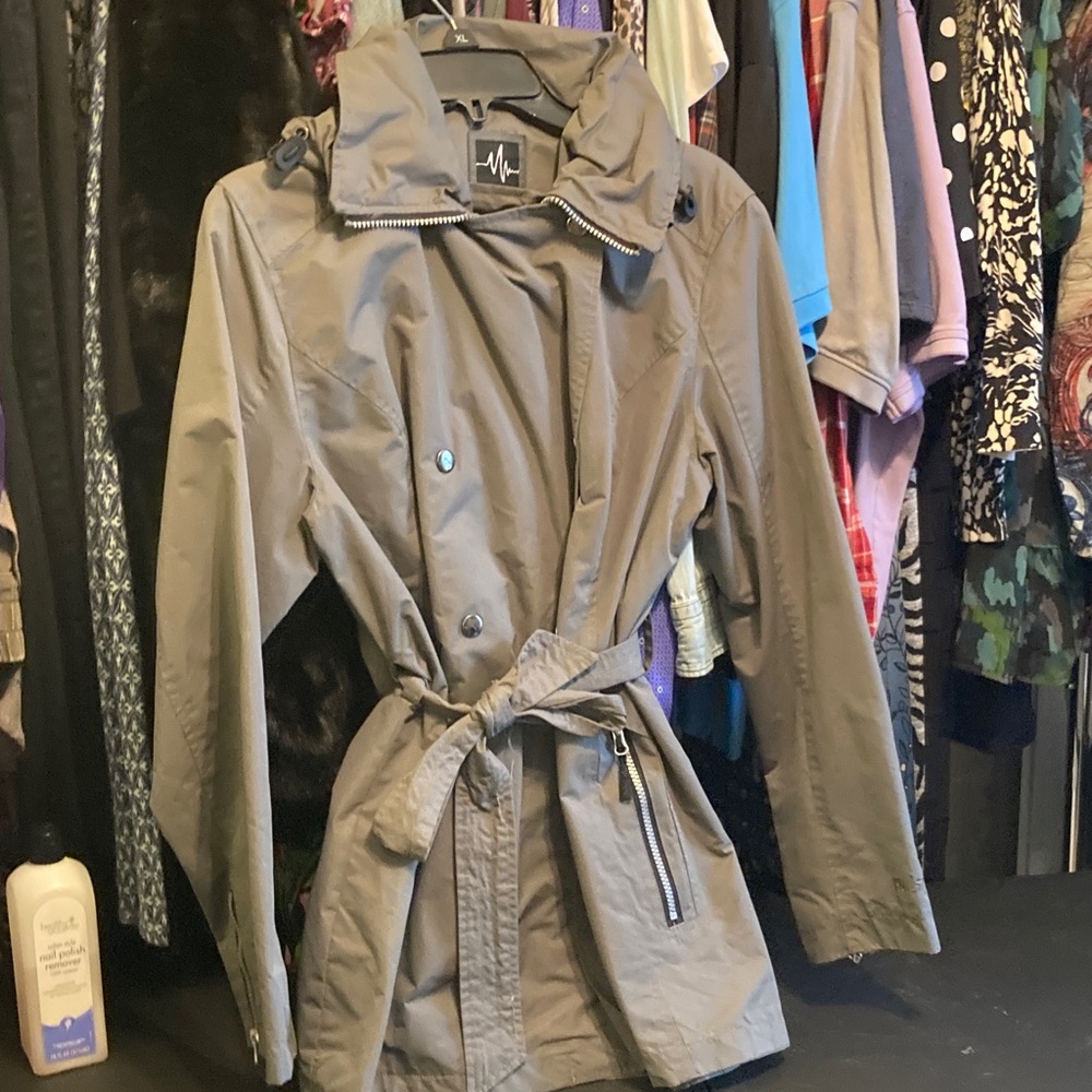 Double Button Raincoat with Hood and Belt Very Sleek Large by Pulse